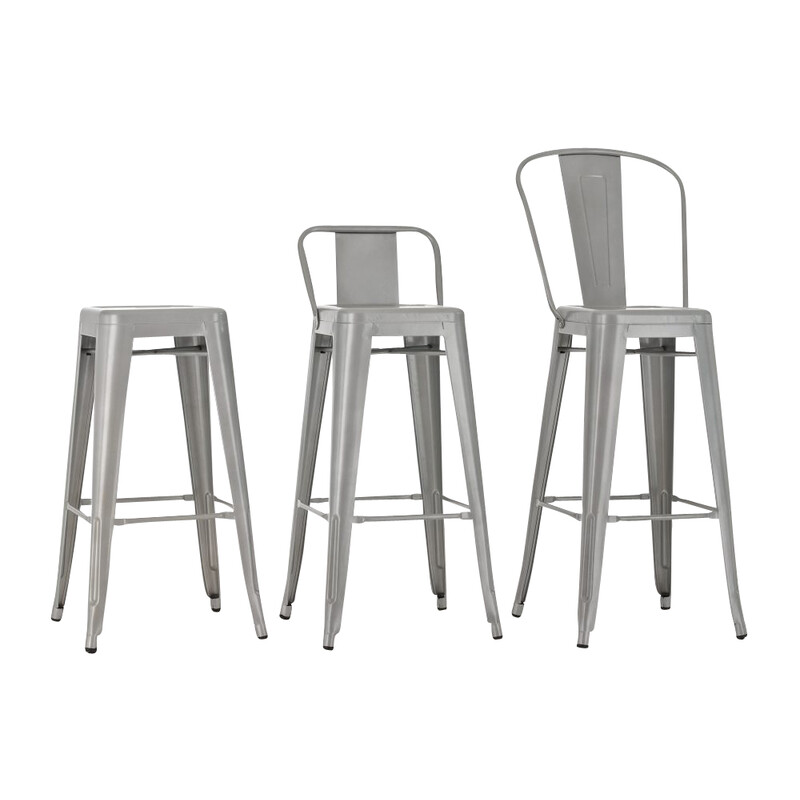 Klassisk hållbar barstol med högt ryggstöd i metall