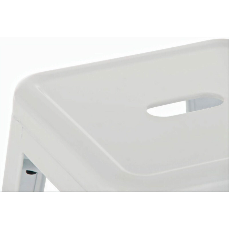 Industriell metallpall med fotstöd och stapelbar design