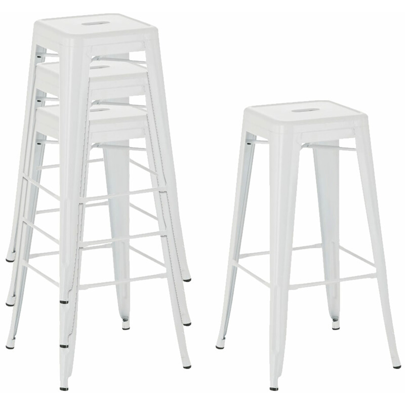 Industriell metallpall med fotstöd och stapelbar design