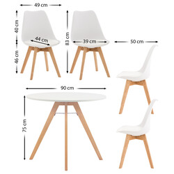 Stilren matgrupp för fyra med bokträ och konstläder