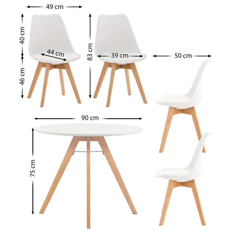 Stilren matgrupp för fyra med bokträ och konstläder