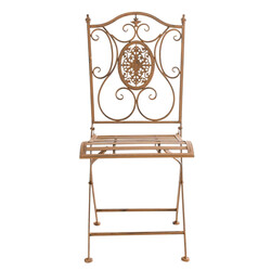 Eleganta fällbara trädgårdsstolar i järn med antik patina