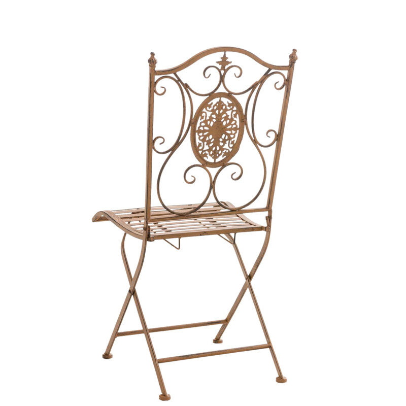 Eleganta fällbara trädgårdsstolar i järn med antik patina