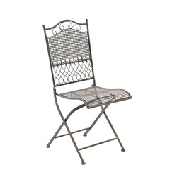 Nostalgiska hopfällbara trädgårdsstolar i järn med antikpatina