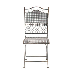 Nostalgiska hopfällbara trädgårdsstolar i järn med antikpatina