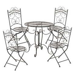 Nostalgiska hopfällbara trädgårdsstolar i järn med antikpatina