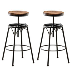 Industriell höjdjusterbar barstol i trä och metall