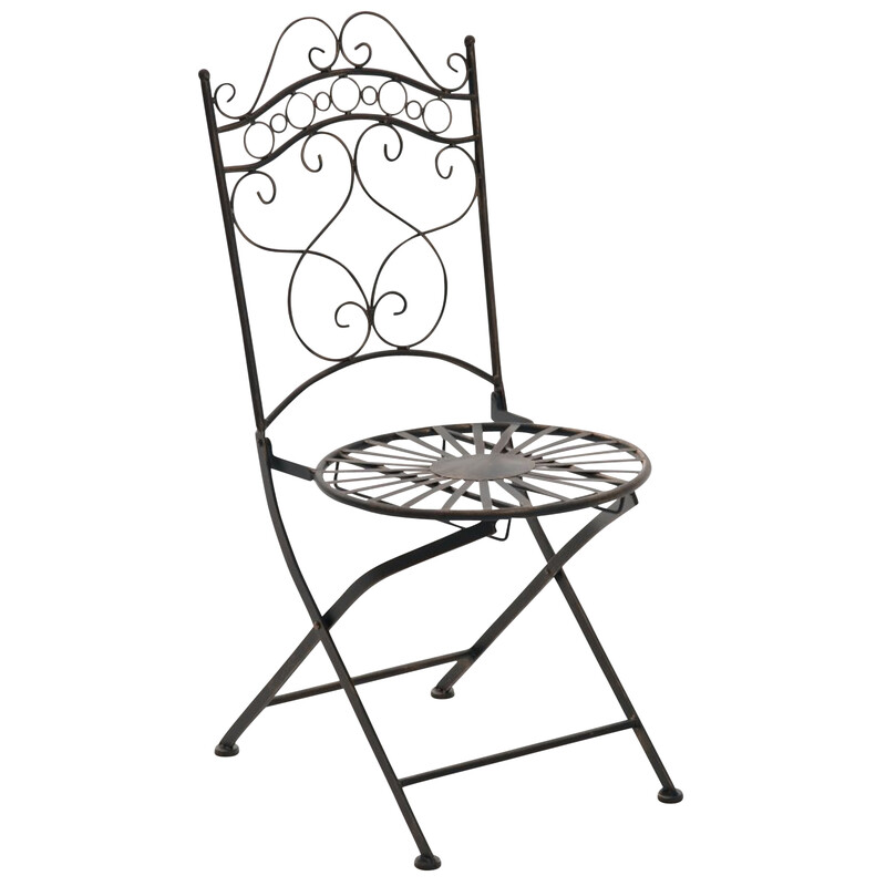 Nostalgiska handgjorda järnstolar med antikpatina för trädgård