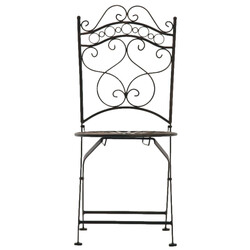 Nostalgiska handgjorda järnstolar med antikpatina för trädgård