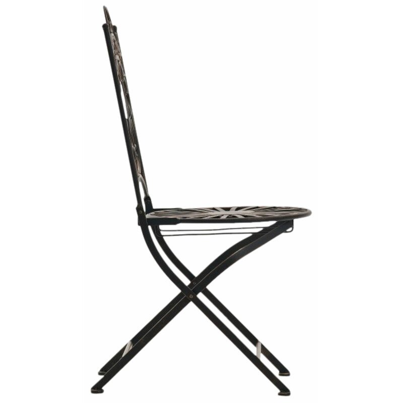 Nostalgiska handgjorda järnstolar med antikpatina för trädgård