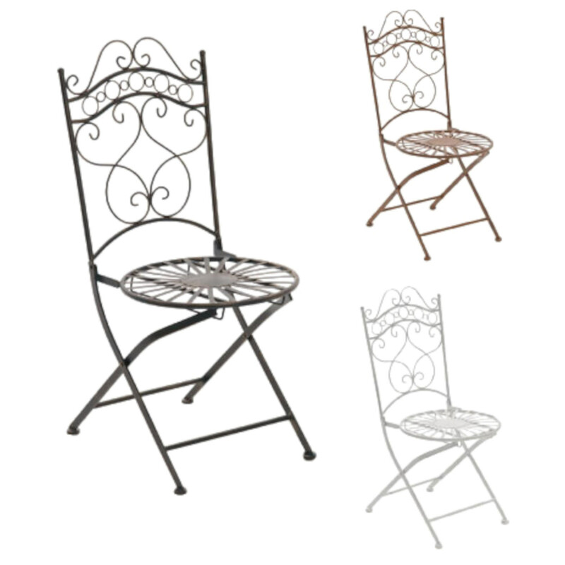 Nostalgiska handgjorda järnstolar med antikpatina för trädgård