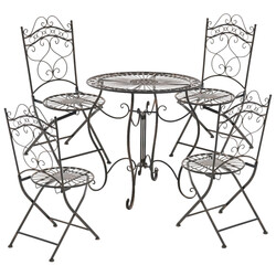 Nostalgiska handgjorda järnstolar med antikpatina för trädgård