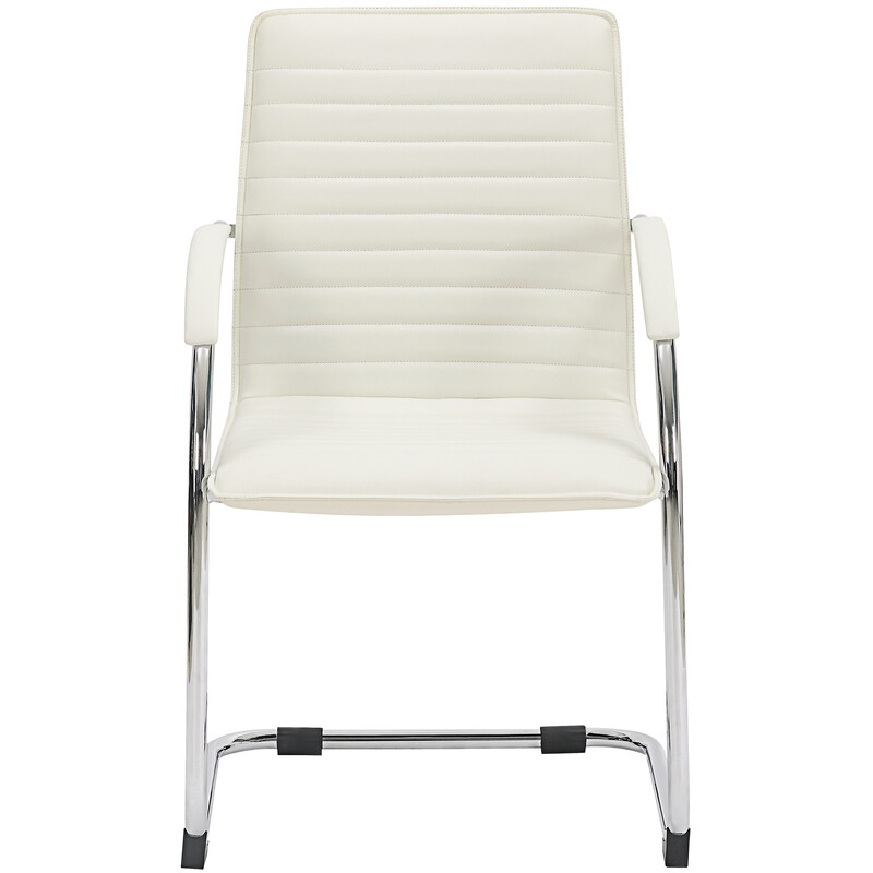 Bekväm besöksstol i konstläder med metallram