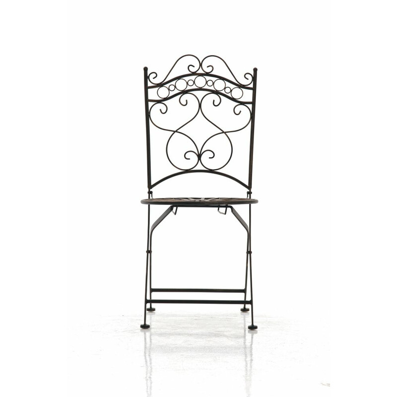 Nostalgisk handgjord trädgårdsstol i järn med antik patina