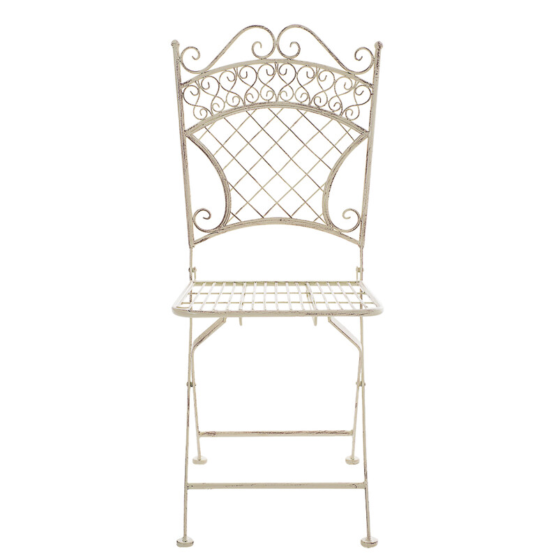 Eleganta hopfällbara trädgårdsstolar i järn med antikpatina