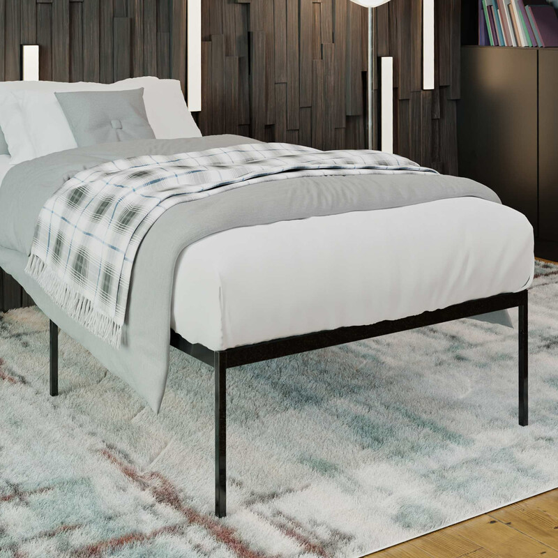 Stabil stålram sängstomme med förvaringsutrymme och golvskydd