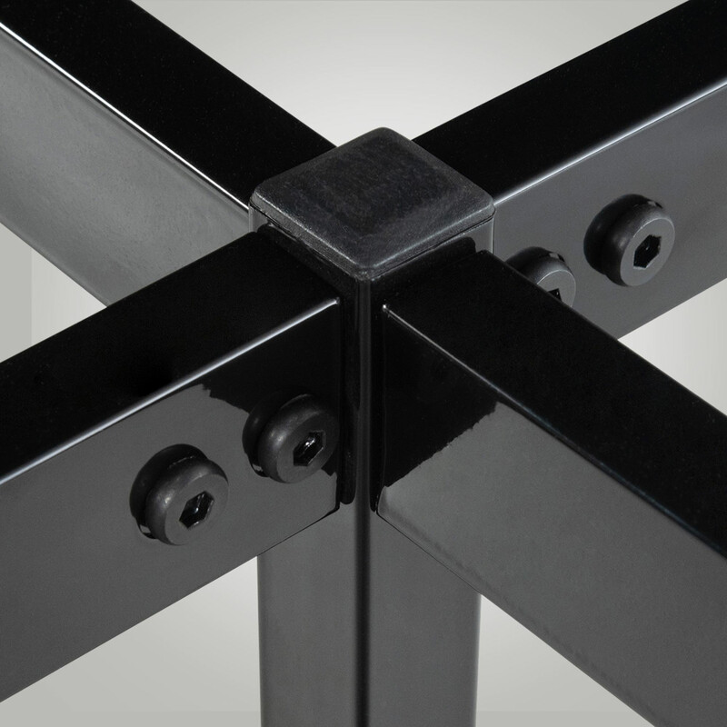 Stabil stålram sängstomme med förvaringsutrymme och golvskydd