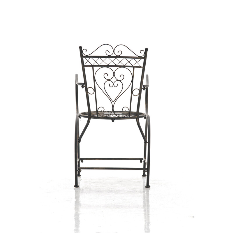 Nostalgisk handgjord trädgårdsstol i järn med antikpatina