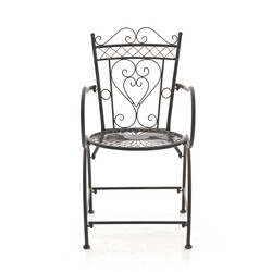 Nostalgisk handgjord trädgårdsstol i järn med antikpatina