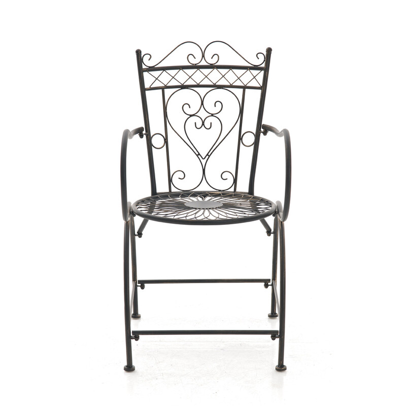 Nostalgisk handgjord trädgårdsstol i järn med antikpatina