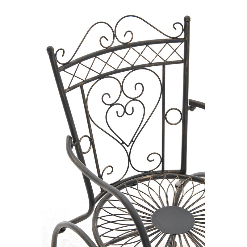 Nostalgisk handgjord trädgårdsstol i järn med antikpatina