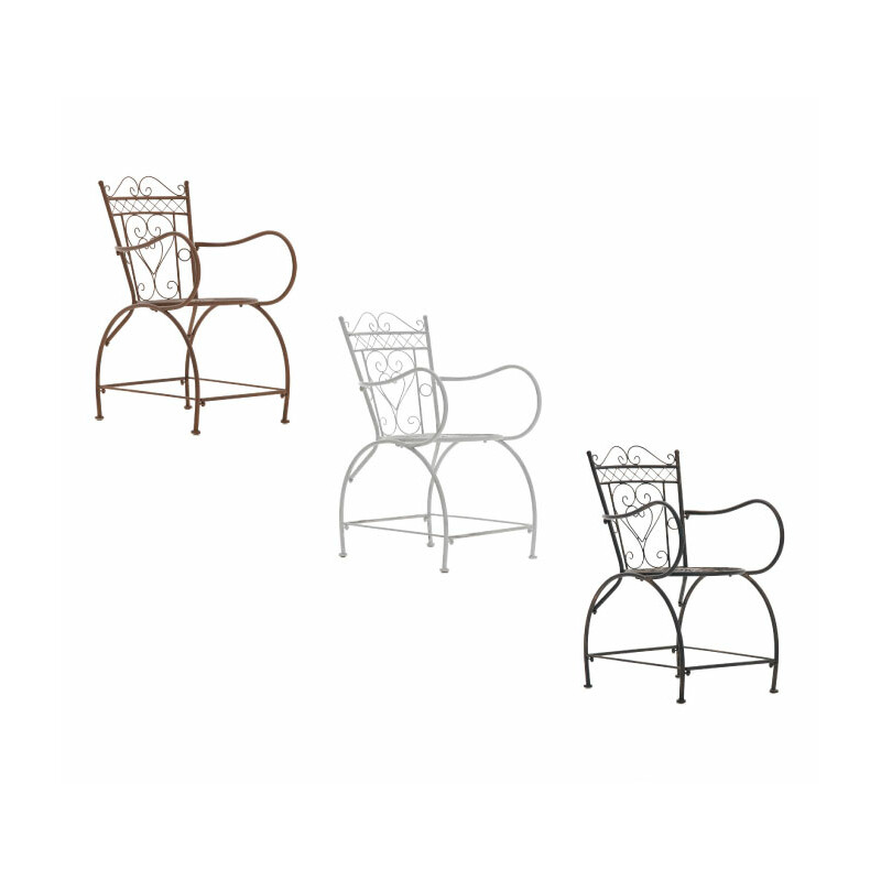 Nostalgisk handgjord trädgårdsstol i järn med antikpatina