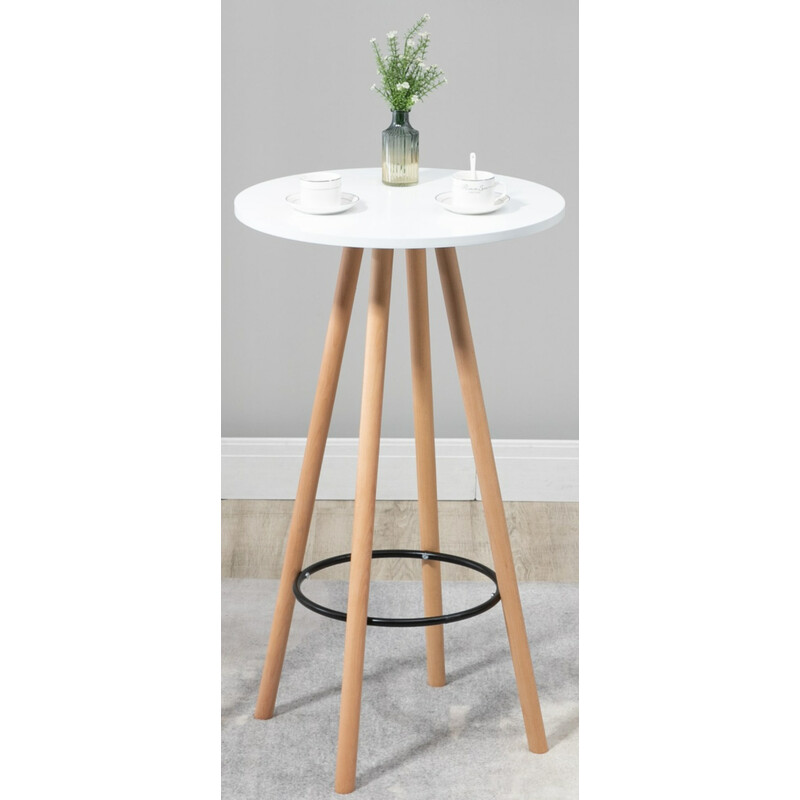 Elegant skandinaviskt ståbord med bokträben och MDF-skiva