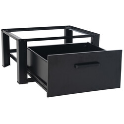 Ergonomisk metallställning med förvaringslåda för hushållsapparater