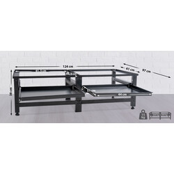 Praktiskt tvättmaskinställ med förvaringslådor och höjdjustering