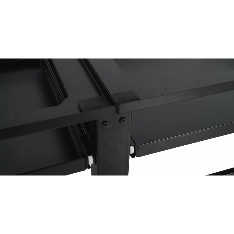 Praktiskt tvättmaskinställ med förvaringslådor och höjdjustering