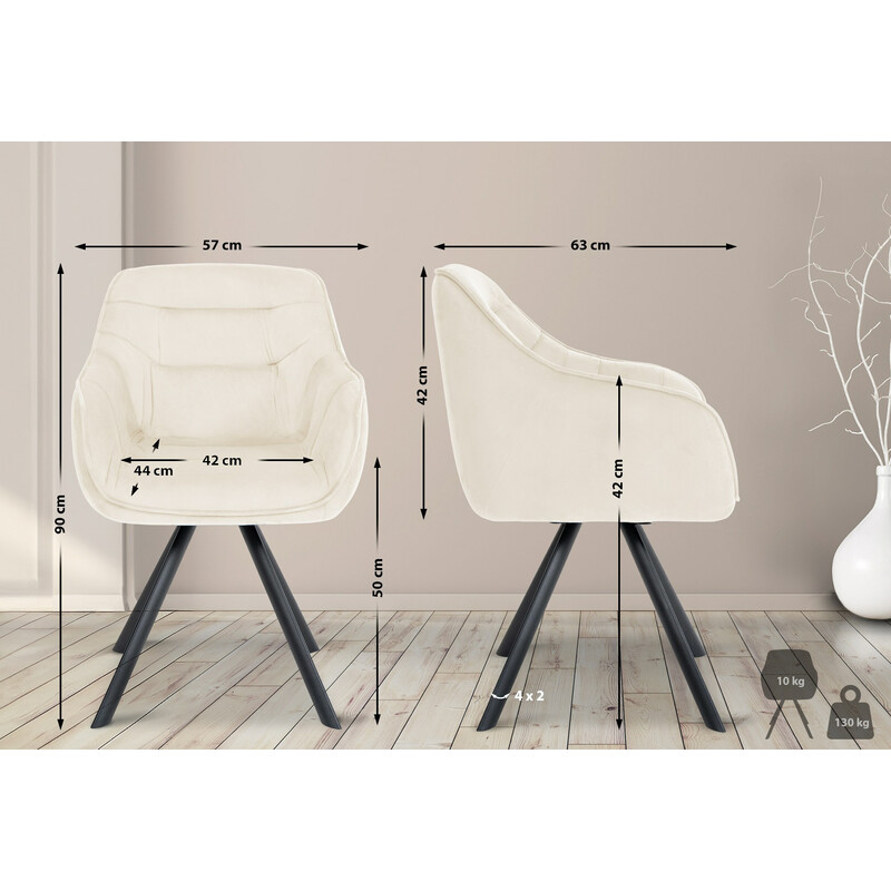 Ergonomisk svängbar stol med sammet- eller tygklädsel