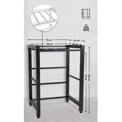 Praktiskt tvättmaskinsstativ med robust konstruktion och justerbara fötter