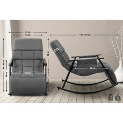 Bekväm justerbar gungstol med sidoficka och metallram