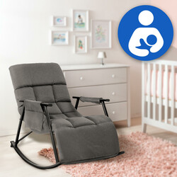 Bekväm justerbar gungstol med sidoficka och metallram