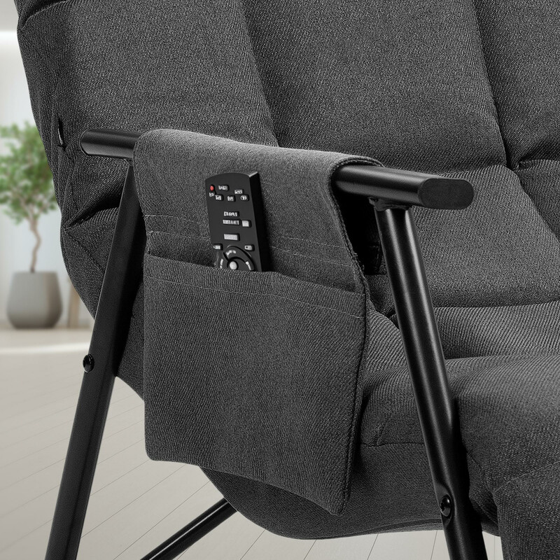 Bekväm justerbar gungstol med sidoficka och metallram