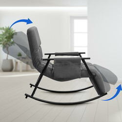 Bekväm justerbar gungstol med sidoficka och metallram