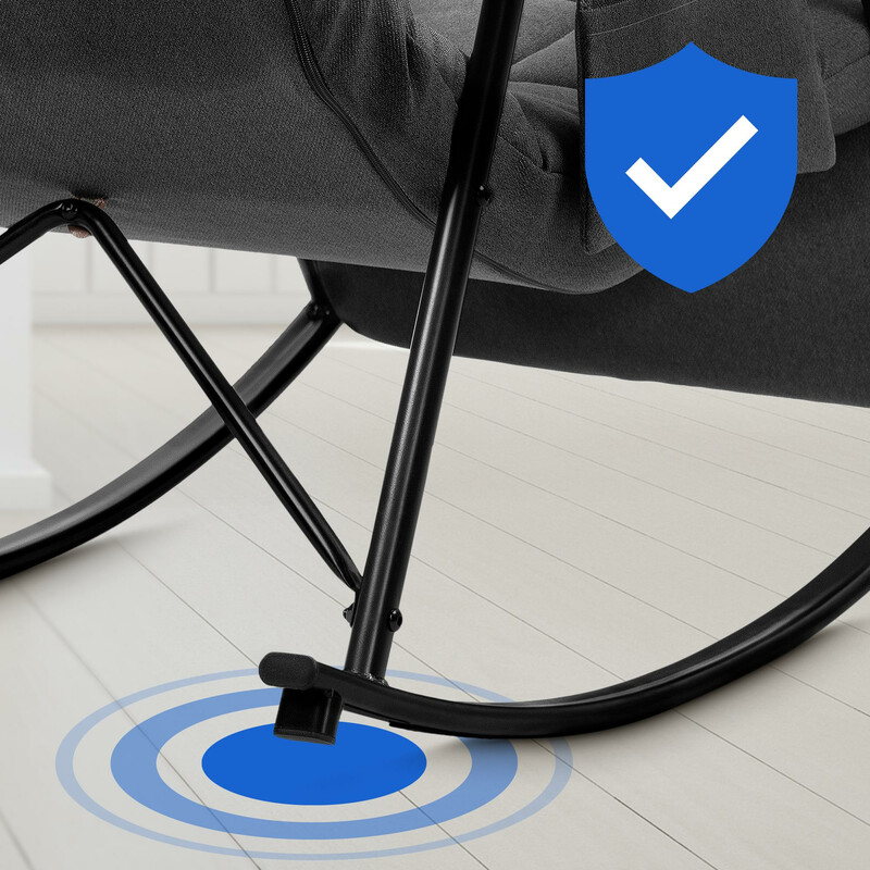 Bekväm justerbar gungstol med sidoficka och metallram