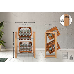 Estetisk hylla för dryckeslådor med trä och metall