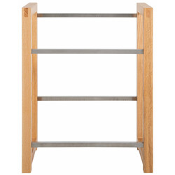 Estetisk hylla för dryckeslådor med trä och metall