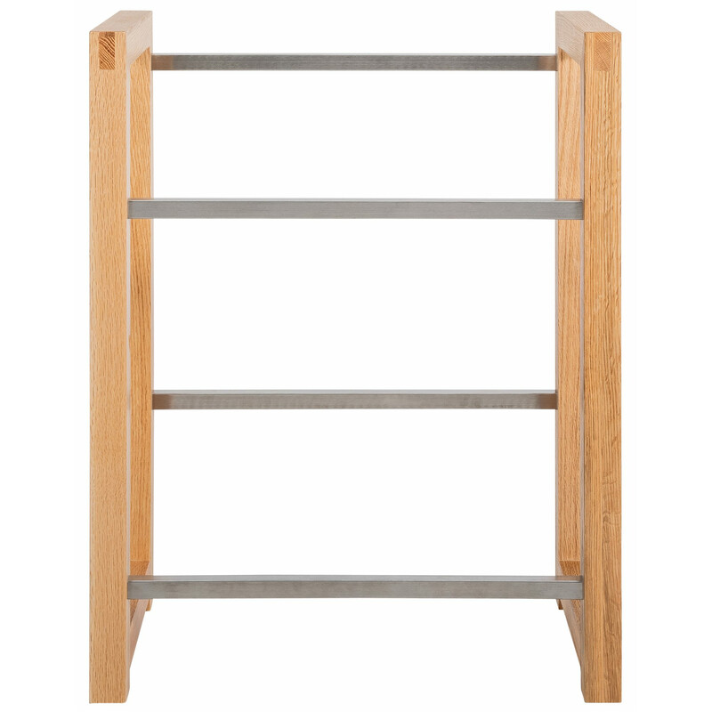 Estetisk hylla för dryckeslådor med trä och metall