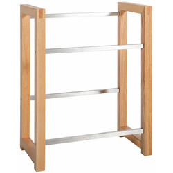 Estetisk hylla för dryckeslådor med trä och metall