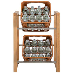 Estetisk hylla för dryckeslådor med trä och metall