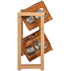 Estetisk hylla för dryckeslådor med trä och metall