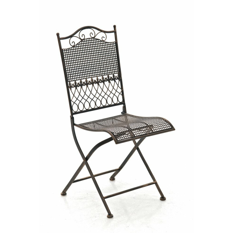 Nostalgisk handgjord trädgårdsstol i järn med antikpatina