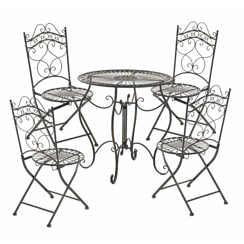 Nostalgisk handgjord trädgårdsstol i järn med antikpatina