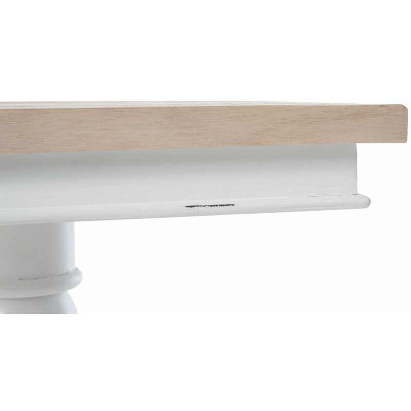 Elegant och praktiskt sidobord med vit ram och träskiva