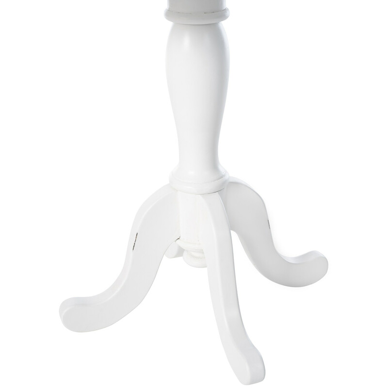 Elegant och praktiskt sidobord med vit ram och träskiva