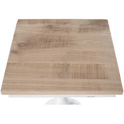 Elegant och praktiskt sidobord med vit ram och träskiva