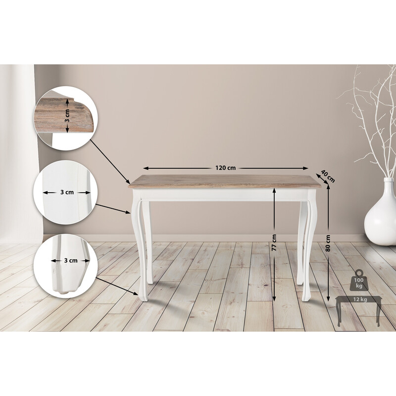 Robust konsolbord i återvunnet almträ med lantlig charm