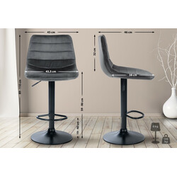 Elegant justerbar barstol i sammet med metallram